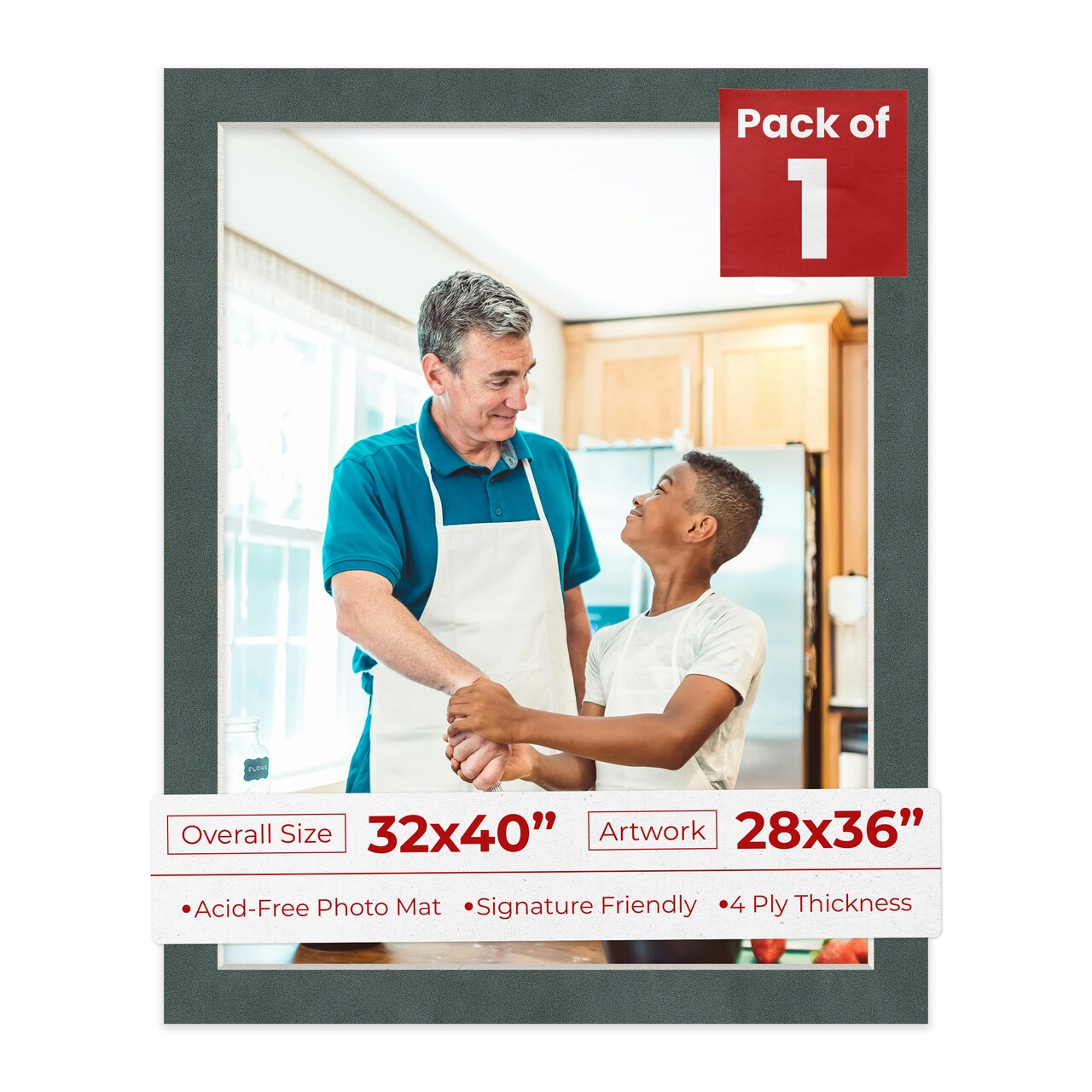 Dark Grey Suede Mat Board for 32x40 Frames - Fits 28x36 Photos